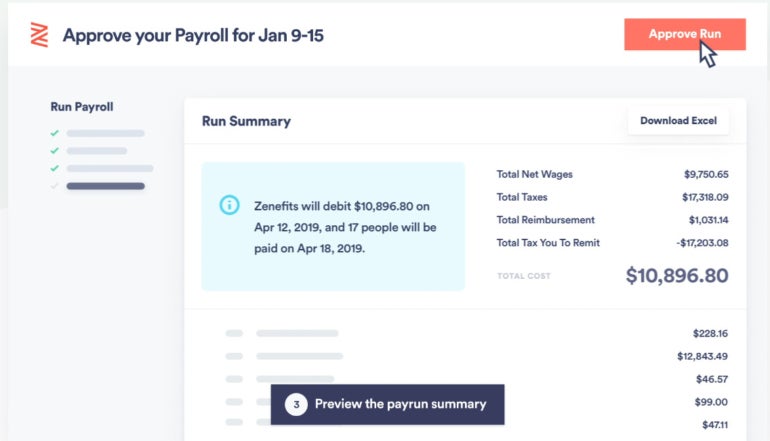 TriNet Zenefits. Review payroll and run it with a click of a button.