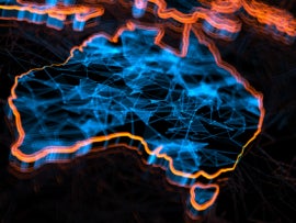 3D rendering of a digitized geographic map of Australia.
