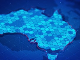 Digital hexagons in Australia Map.