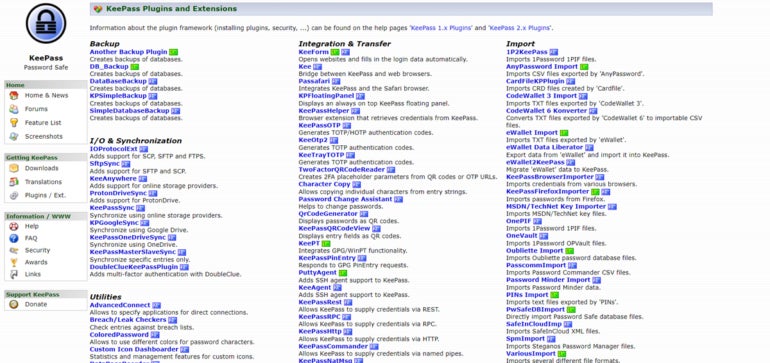 KeePass Plugins.
