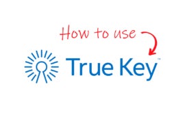 McAfee True Key logo with additional how to use inscription in scribbled effect.