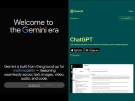 Website screenshots of Google Gemini and ChatGPT.